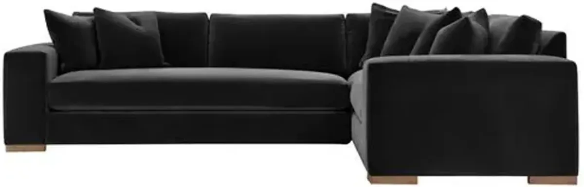 Remington 124" Velvet Corner Sectional - Black