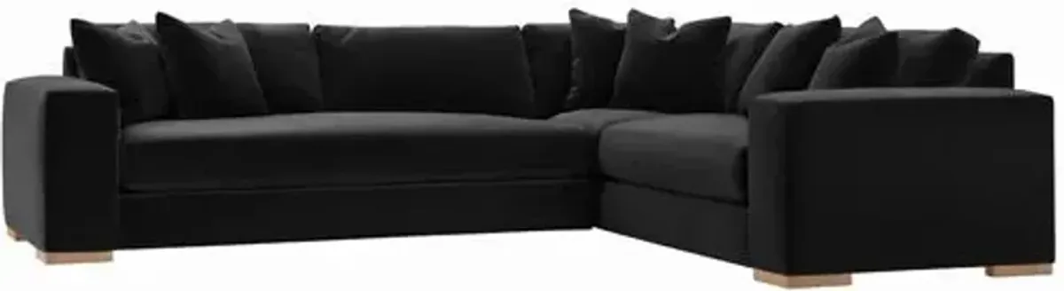 Remington 124" Velvet Corner Sectional - Black
