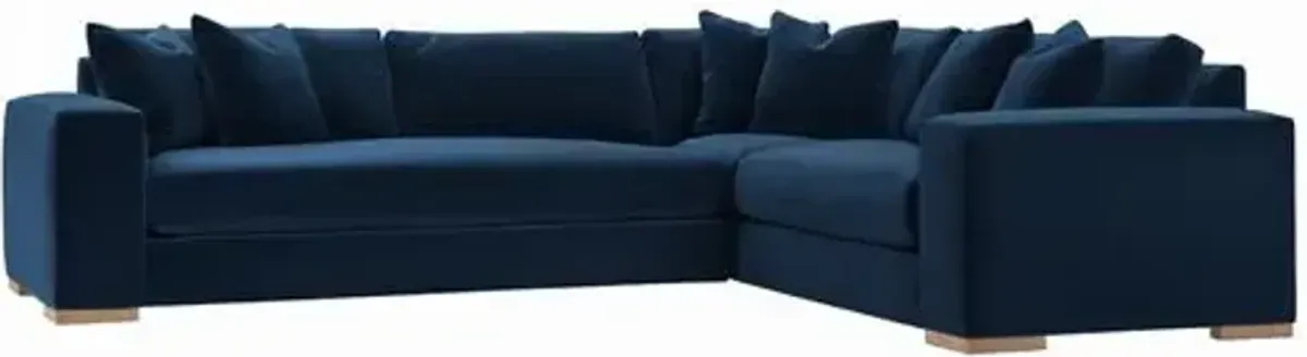 Remington 124" Velvet Corner Sectional - Blue