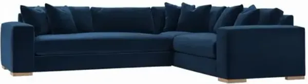 Remington 124" Velvet Corner Sectional - Blue