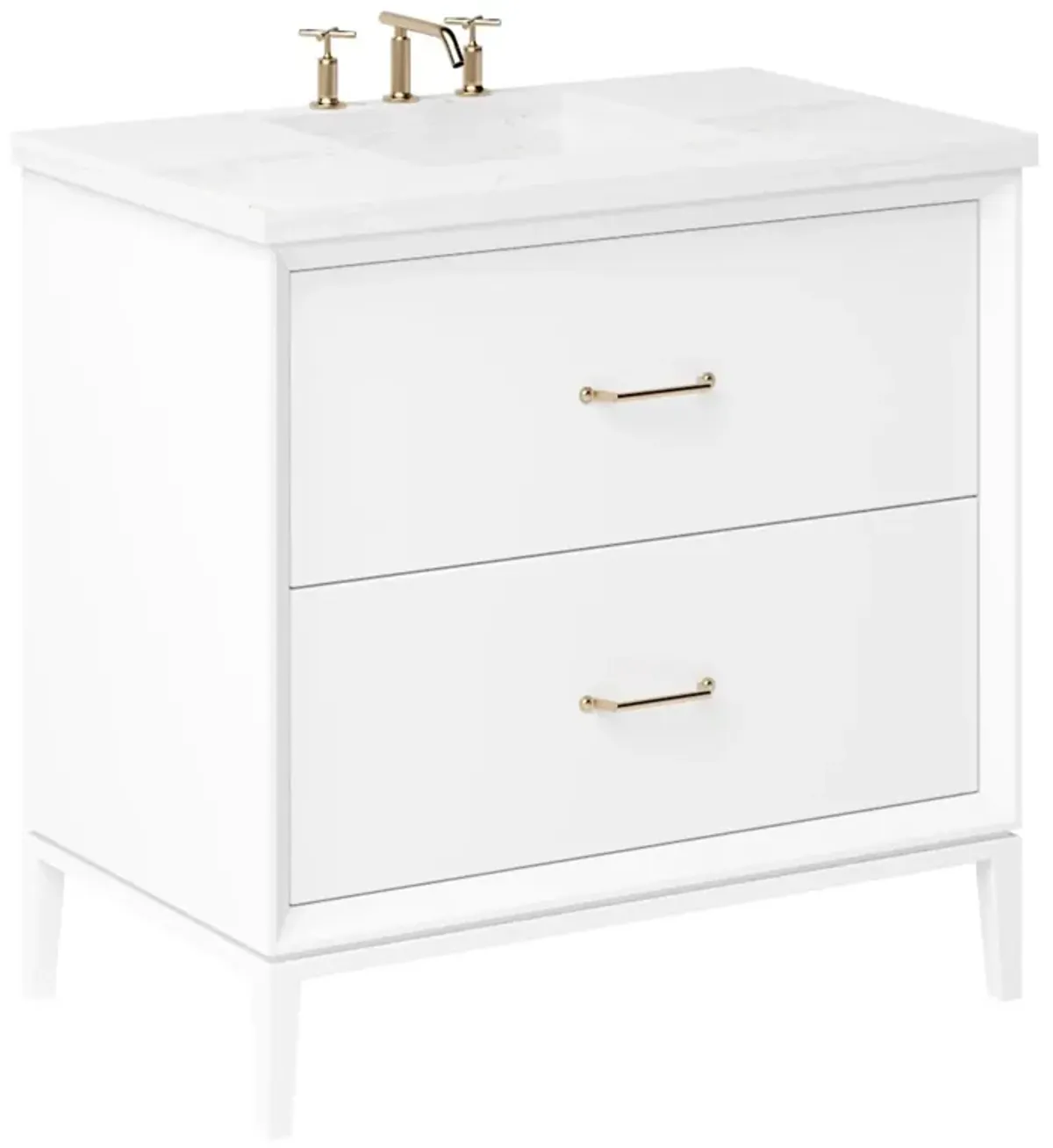 Hawthorne Two-Drawer Single Bathroom Vanity - White