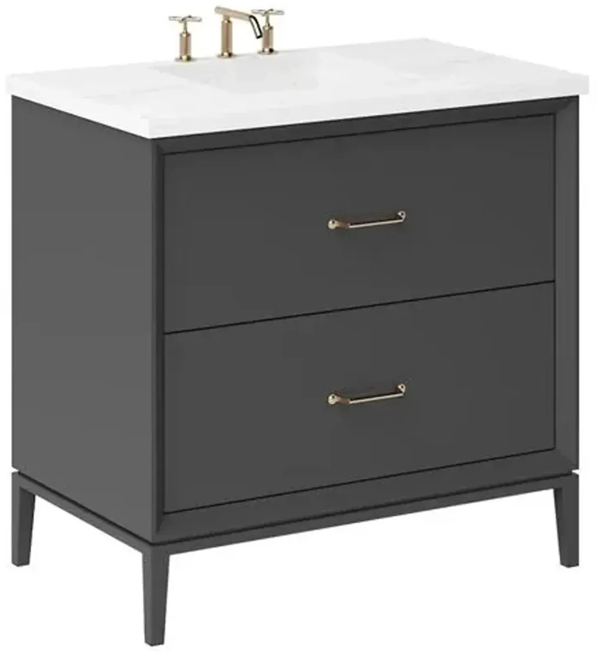 Hawthorne Two-Drawer Single Bathroom Vanity - Black