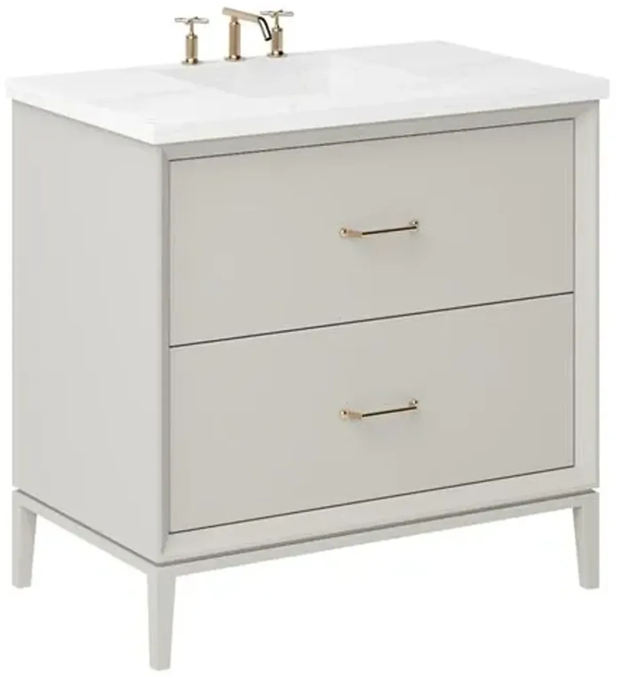 Hawthorne Two-Drawer Single Bathroom Vanity - Brown
