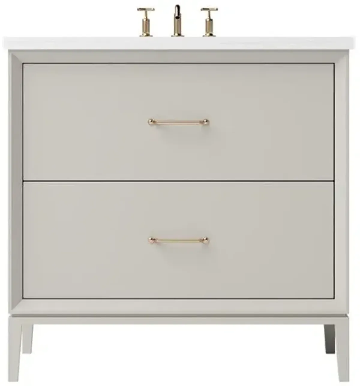 Hawthorne Two-Drawer Single Bathroom Vanity - Brown