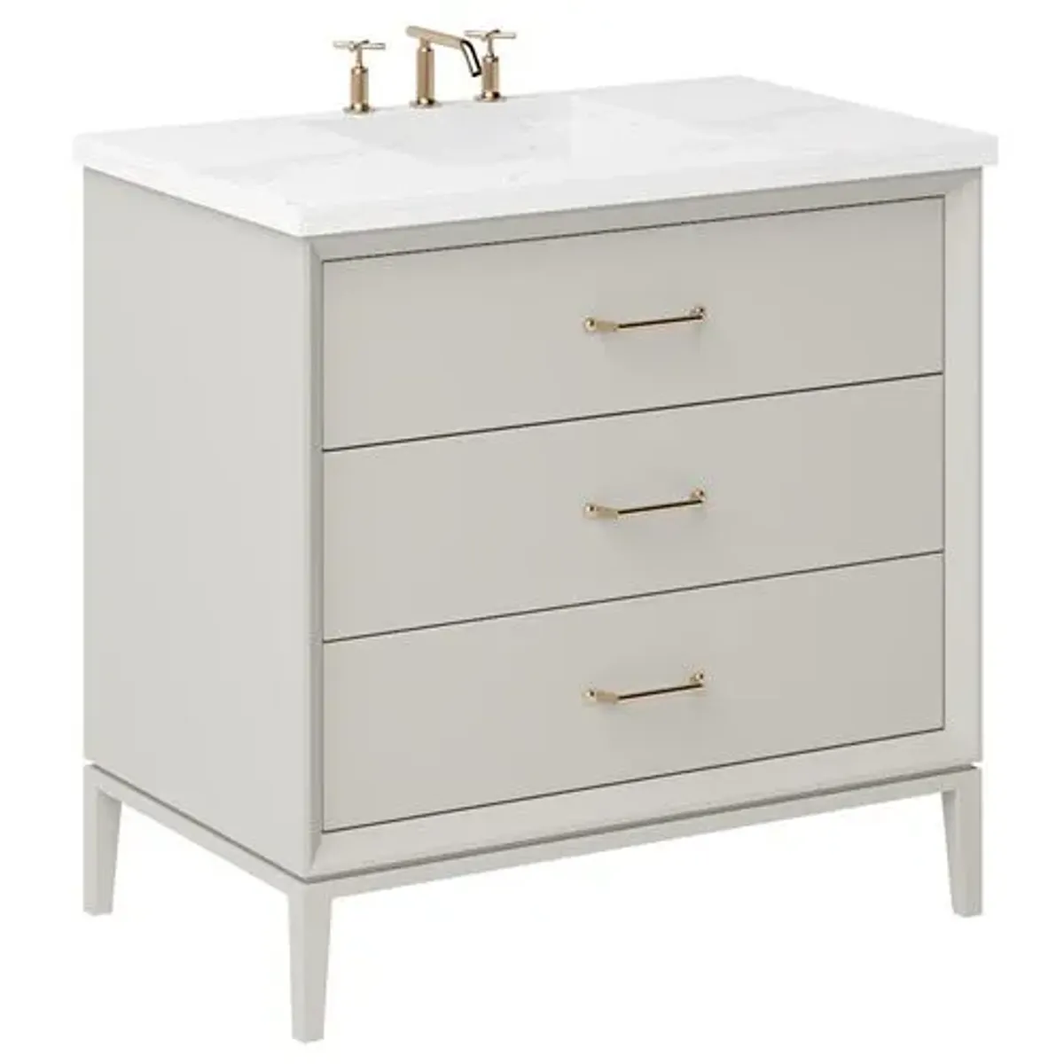Hawthorne Three-Drawer Single Bathroom Vanity - Beige
