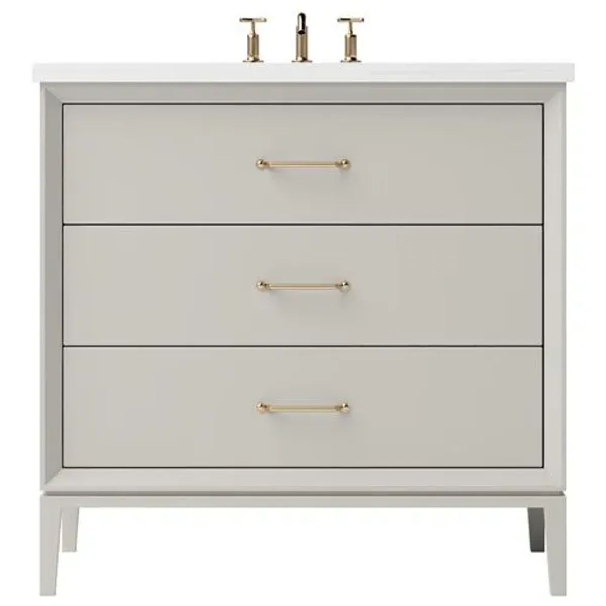 Hawthorne Three-Drawer Single Bathroom Vanity - Beige