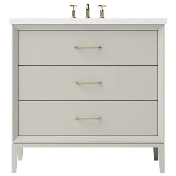Hawthorne Three-Drawer Single Bathroom Vanity - Beige