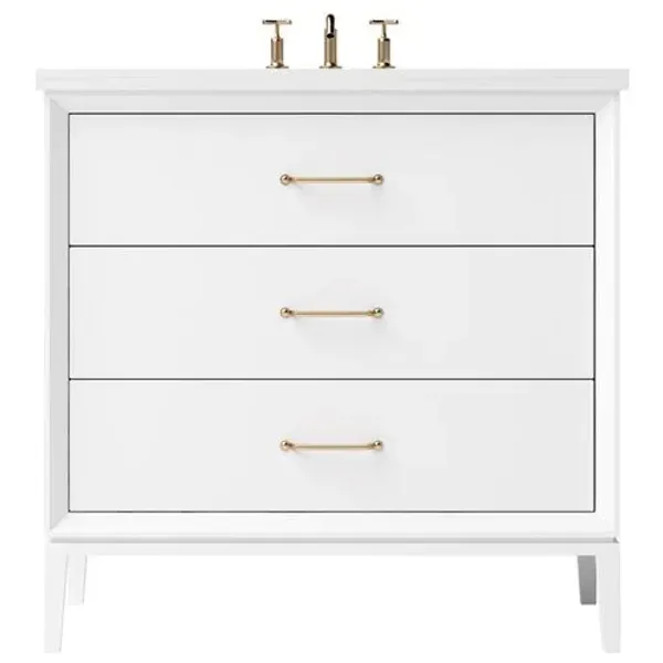 Hawthorne Three-Drawer Single Bathroom Vanity - White
