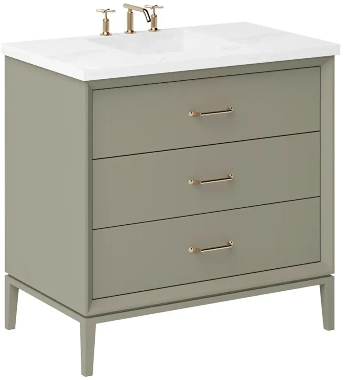 Hawthorne Three-Drawer Single Bathroom Vanity - Green