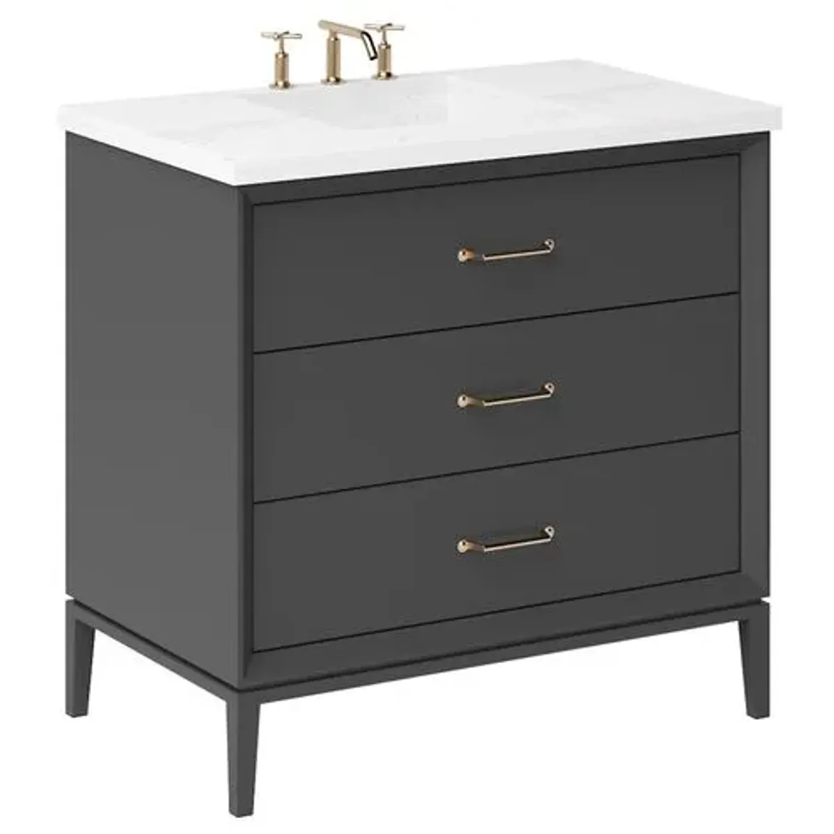 Hawthorne Three-Drawer Single Bathroom Vanity - Black