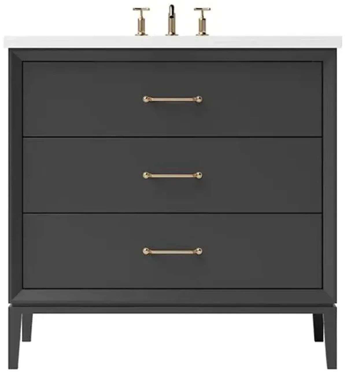 Hawthorne Three-Drawer Single Bathroom Vanity - Black