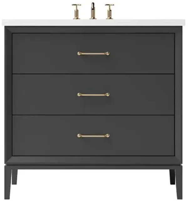 Hawthorne Three-Drawer Single Bathroom Vanity - Black