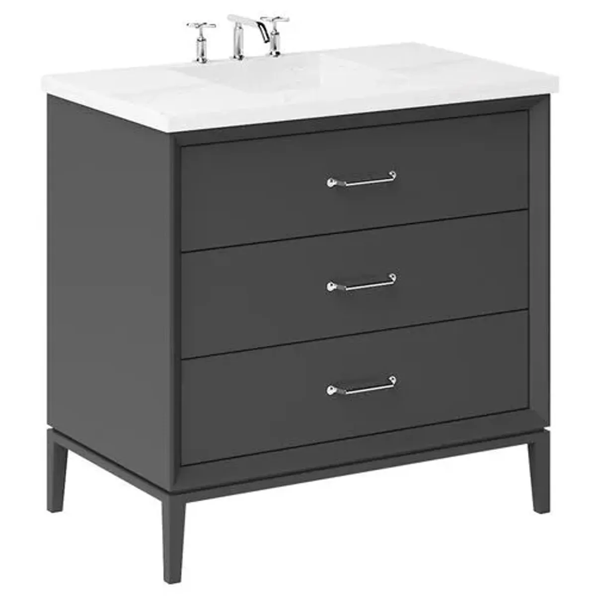 Hawthorne Three-Drawer Single Bathroom Vanity - Black