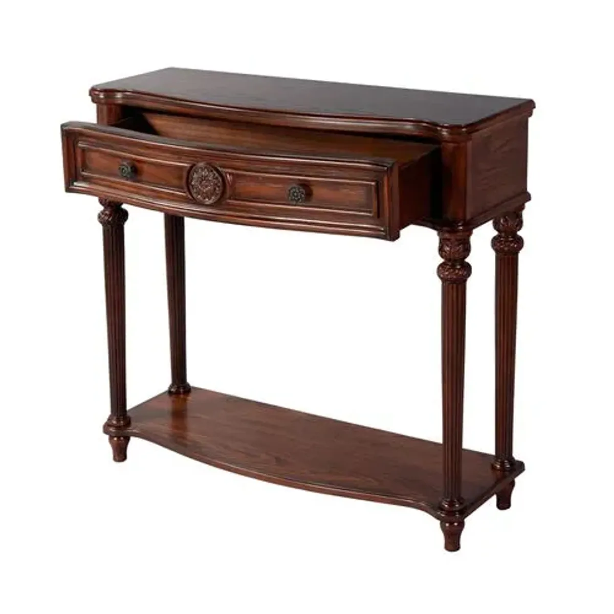 Alden 37" 1-Drawer Console Table with Lower Open Shelf - Brown