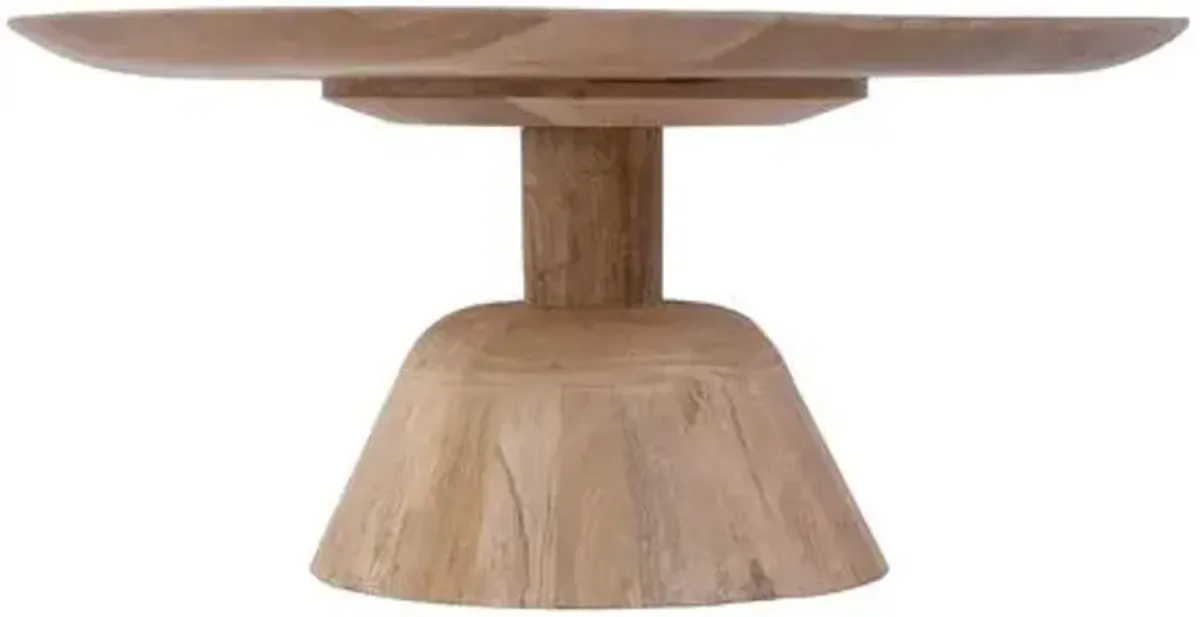 Dean 30" Round Petite Pedestal Base Coffee Table - Natural - Brown