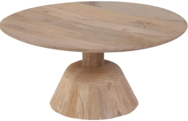 Dean 30" Round Petite Pedestal Base Coffee Table, Natural