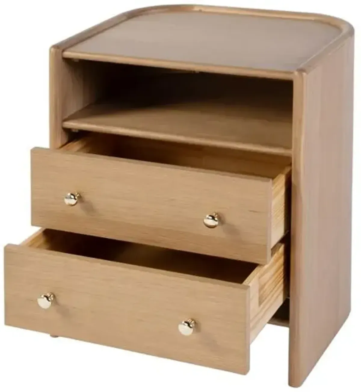 Elias 2-Drawer Round Back Nightstand - Light Oak