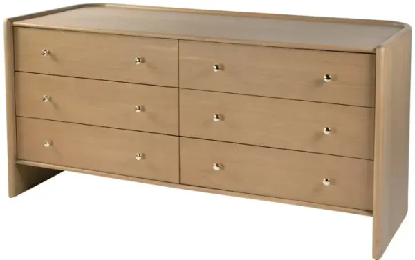 Elias 6-Drawer Round Back Dresser, Light Oak