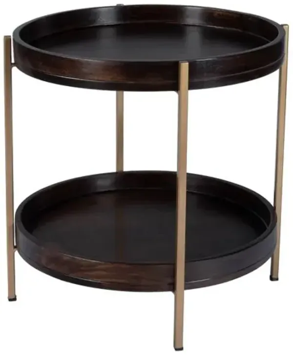 Vale Round 2-Tier Side Table - Brown