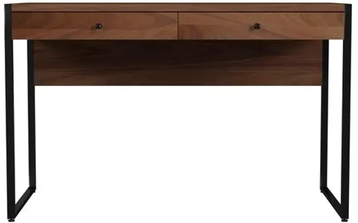 Darren 2-Drawer Writing Desk - Medium Walnut - Brown