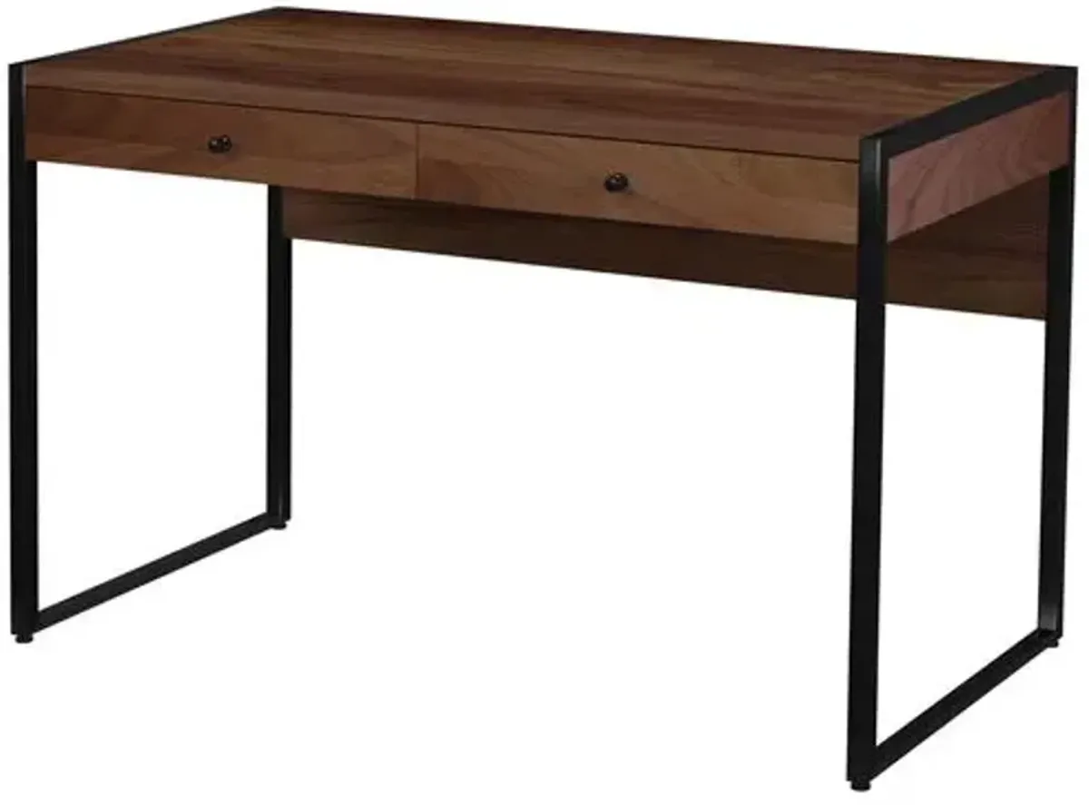 Darren 2-Drawer Writing Desk - Medium Walnut - Brown