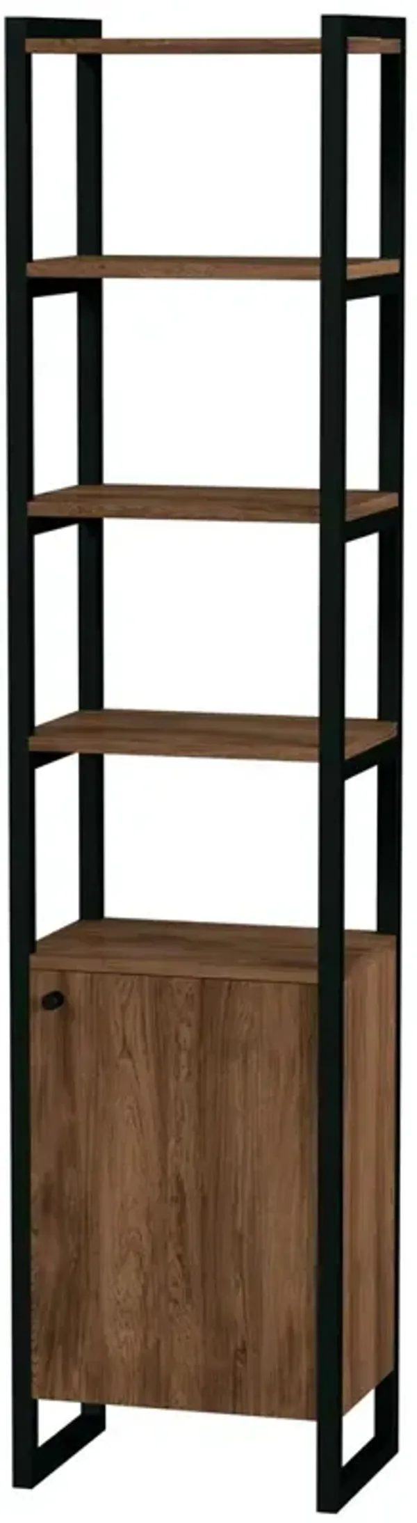 Darren 73" Narrow Bookcase w/ Storage, Medium Walnut