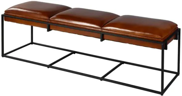 Jonas 62" Leather Accent Bench, Brown
