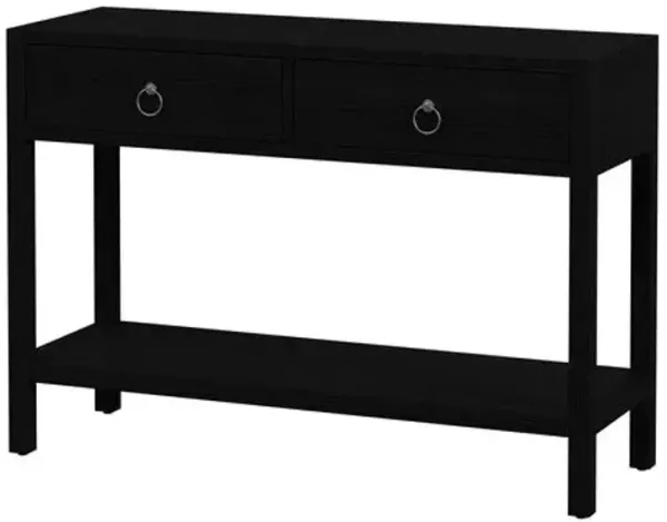 Sully 2-Drawer Console Table with Lower Open Shelf - Black