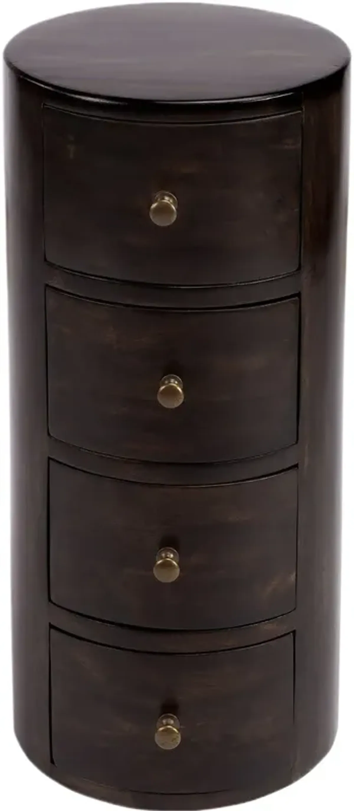 Marshall 11" Round Mango Wood 4-Drawer End Table
