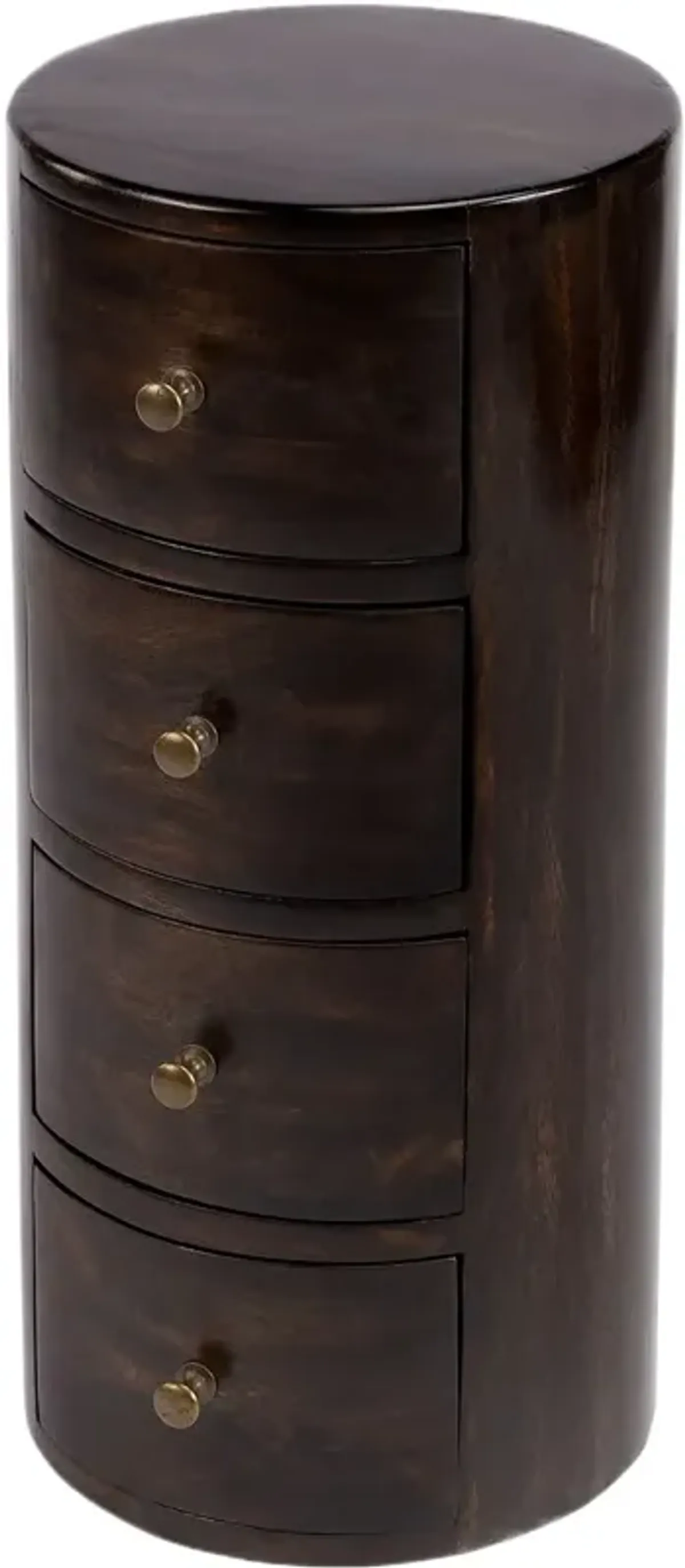 Marshall 11" Round Mango Wood 4-Drawer End Table