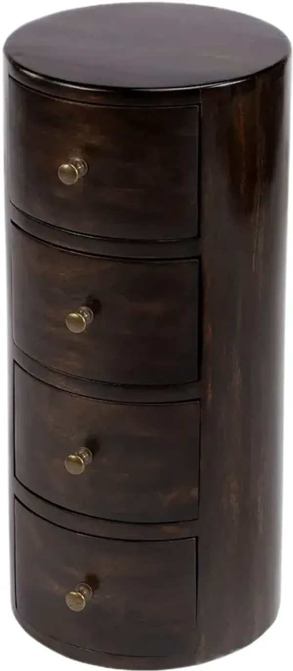 Marshall 11" Round Mango Wood 4-Drawer End Table