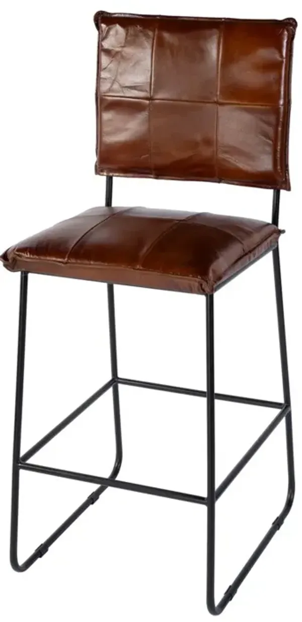 Sterling Leather Bar Stool, Brown
