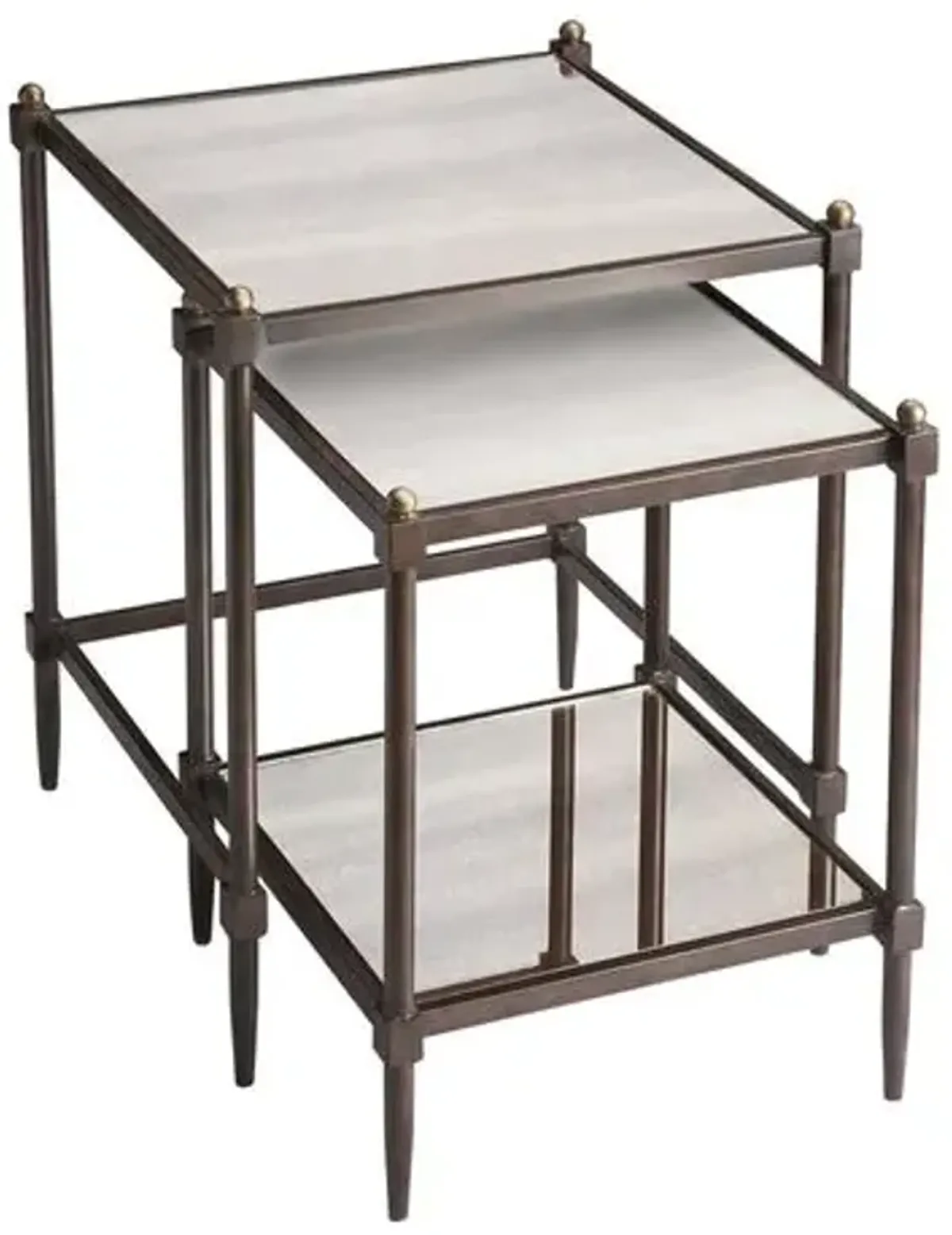 Set of 2 Liv Mirrored Nesting Tables - Gray