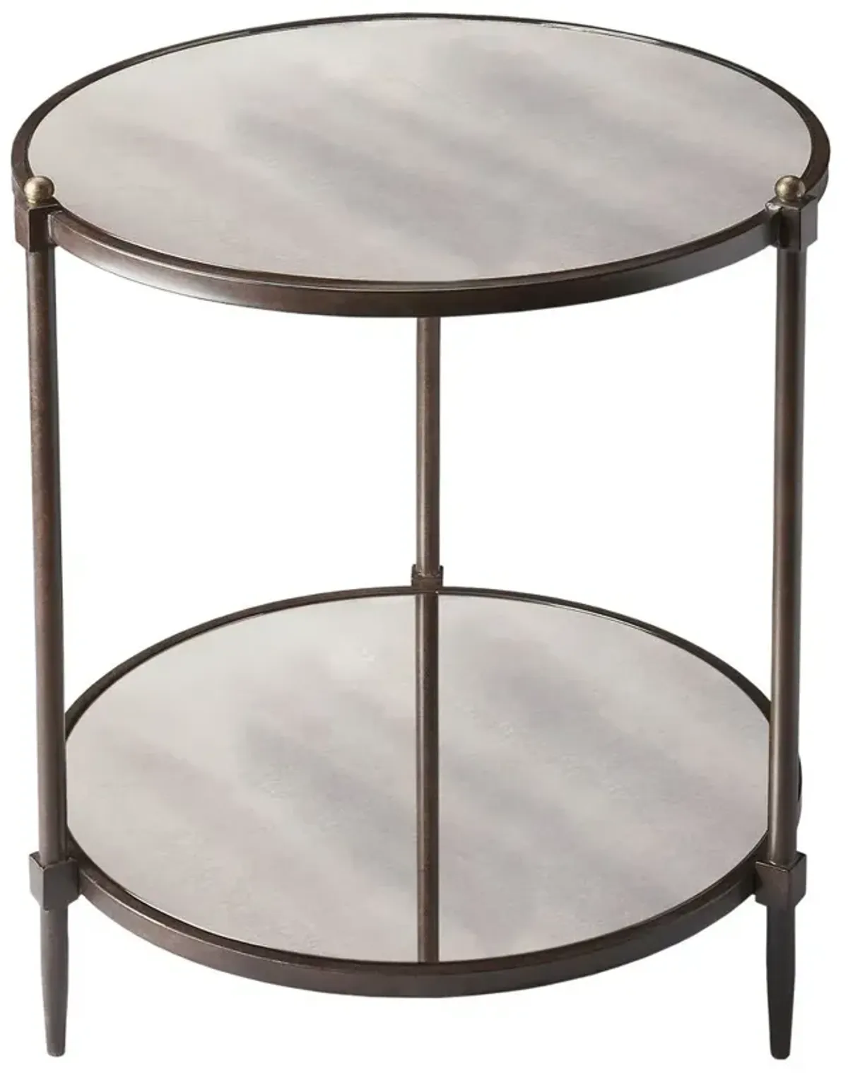 Liv Mirrored Round Side Table, Gray