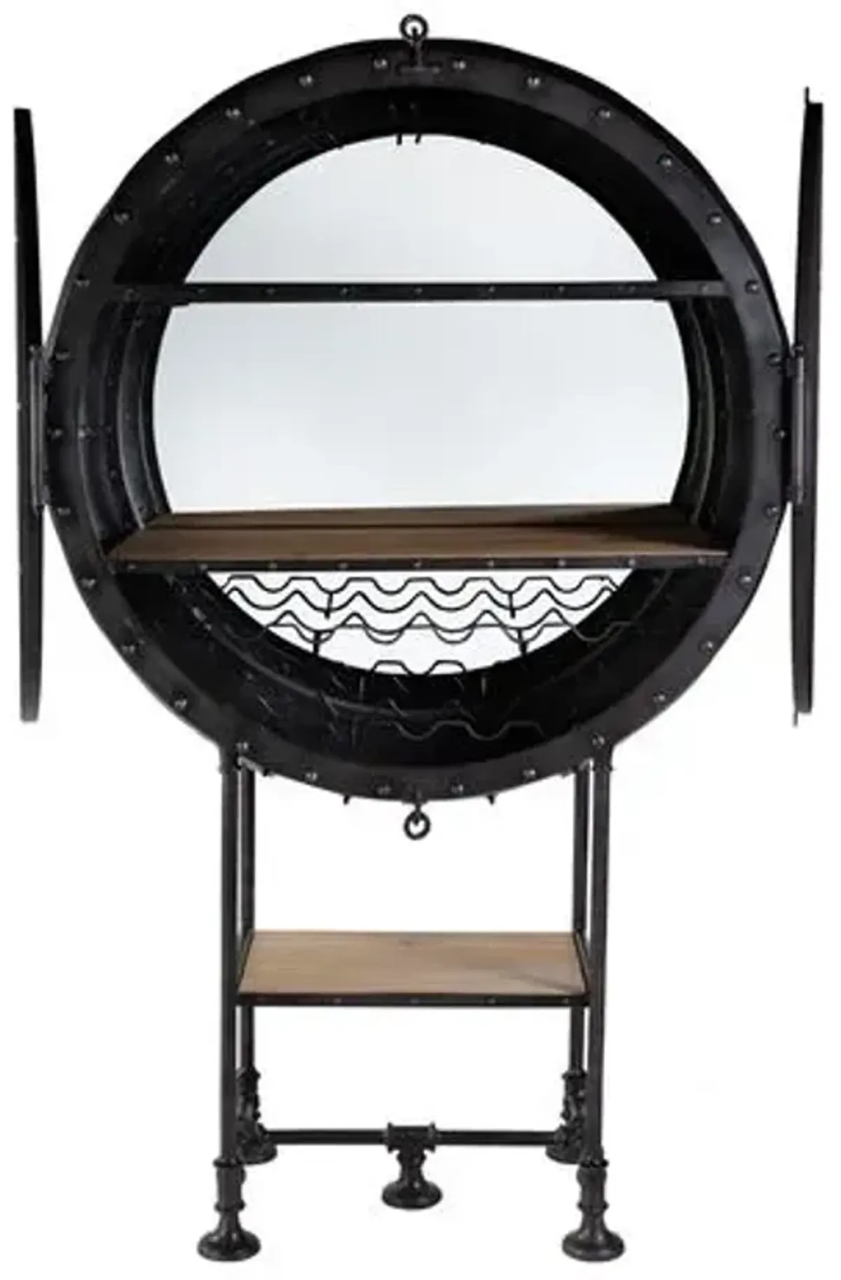 Alma Circular Iron Bar Cabinet - Black