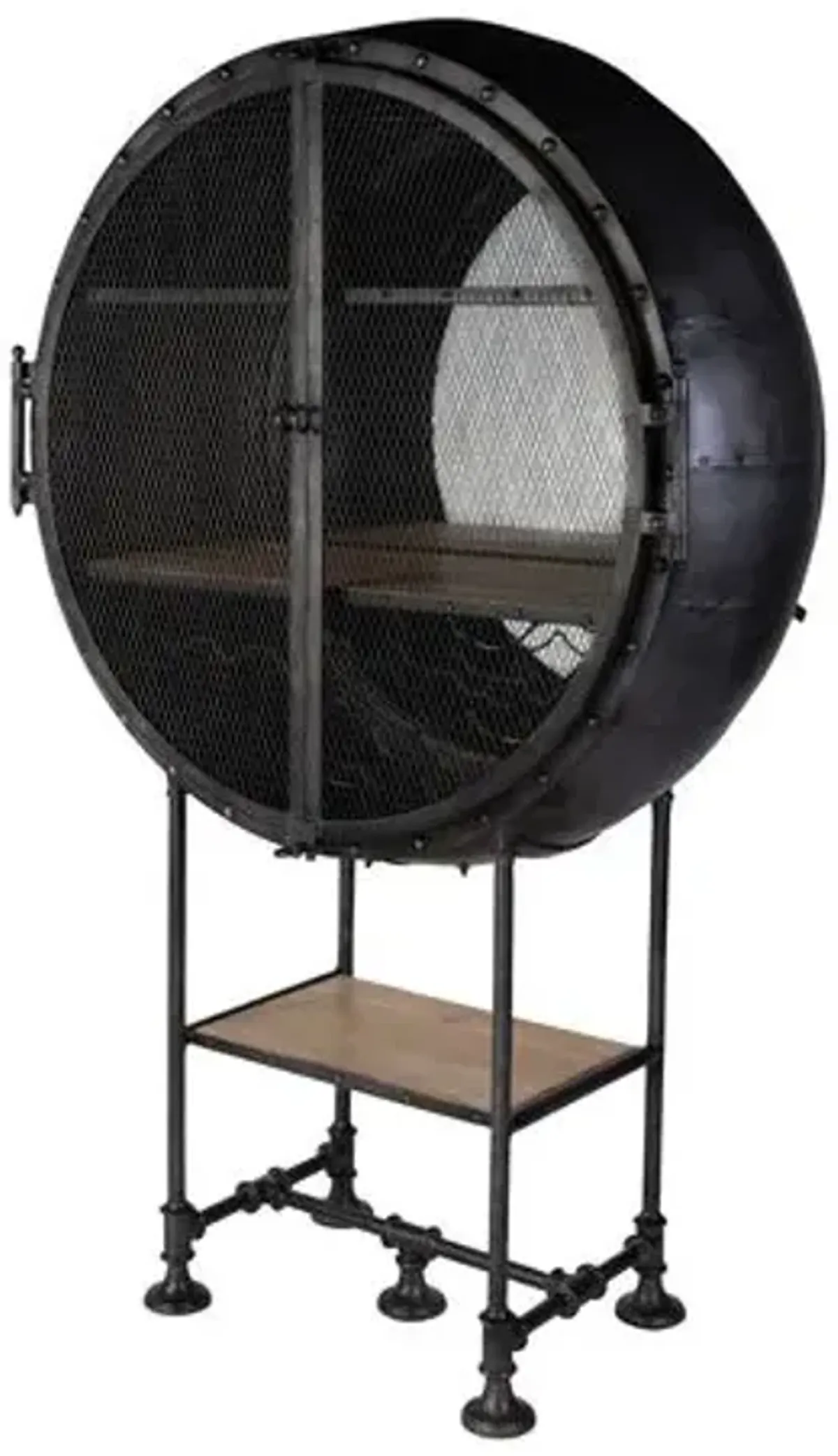 Alma Circular Iron Bar Cabinet - Black