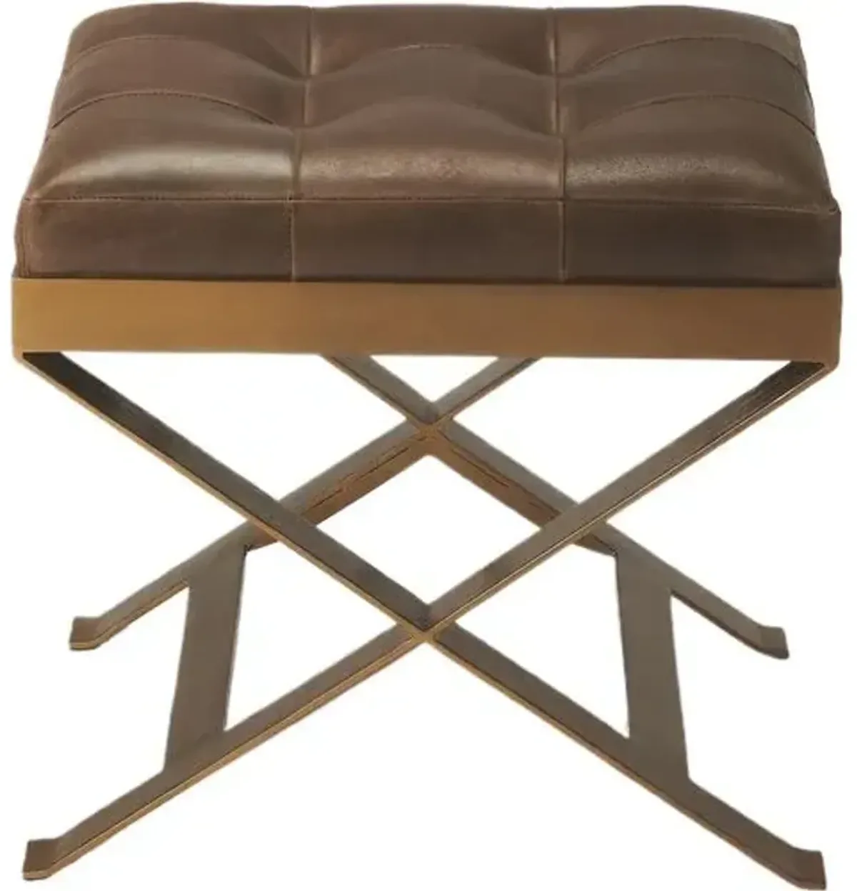Bernadette Leather Stool - Brown