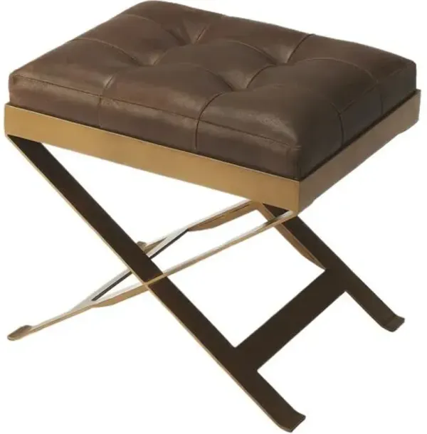 Bernadette Leather Stool - Brown