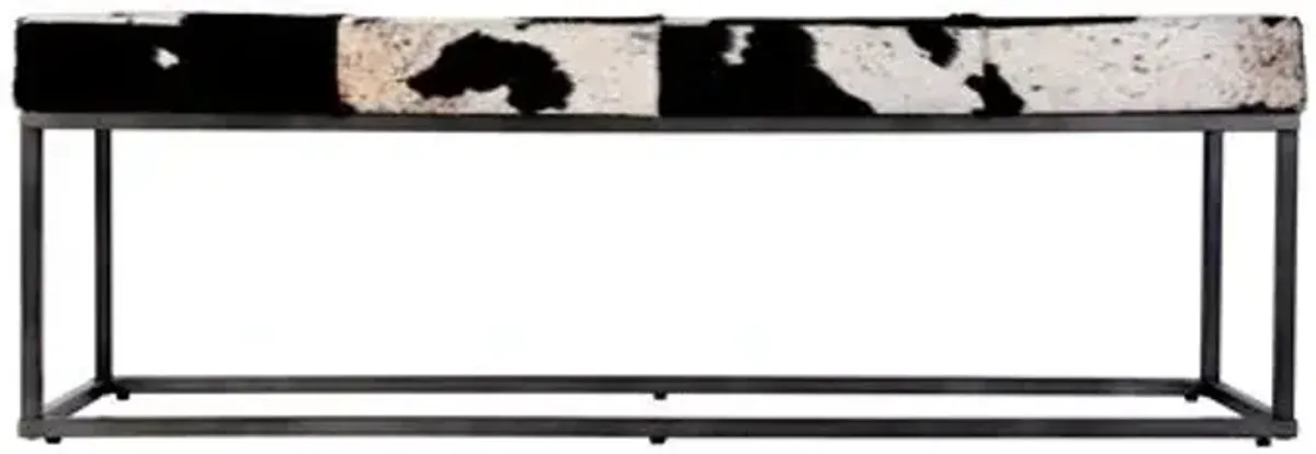 Bonnie 54" Hair-on-Hide Leather Bench - Black