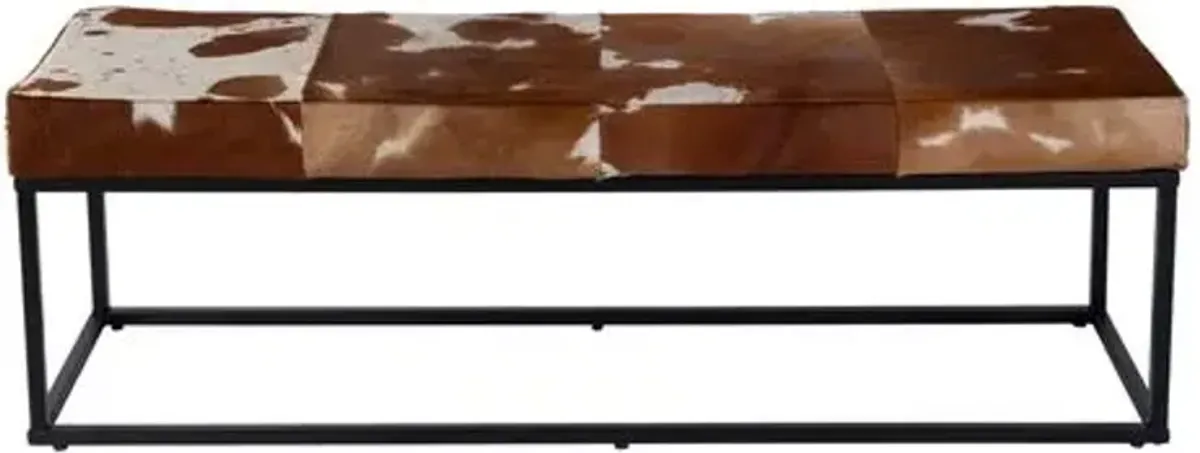 Bonnie 54" Hair-on-Hide Leather Bench - Brown