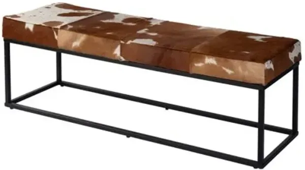 Bonnie 54" Hair-on-Hide Leather Bench - Brown
