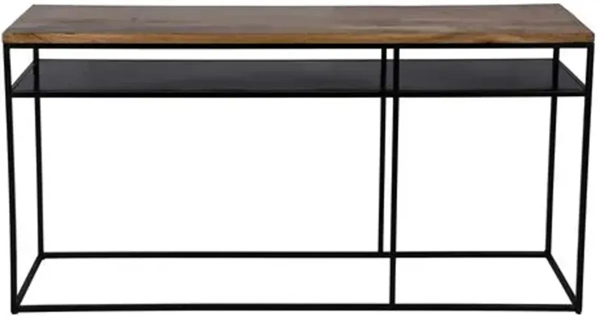 Clara 63" Iron Console Table - Natural Mango - Brown