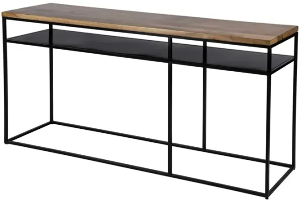 Clara 63" Iron Console Table, Natural Mango
