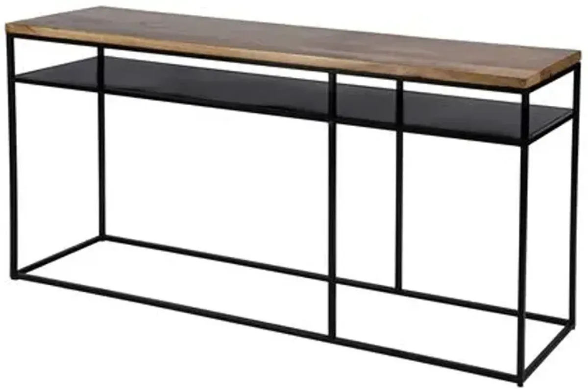 Clara 63" Iron Console Table - Natural Mango - Brown
