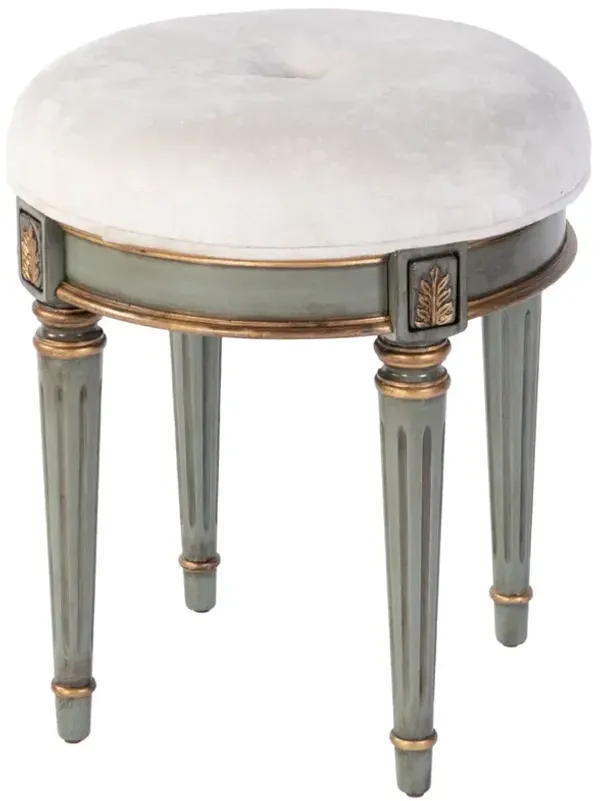 Clarissa Round Cotton Upholstered Vanity Stool