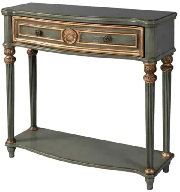 Alden 37" 1-Drawer Console Table with Lower Open Shelf - Green