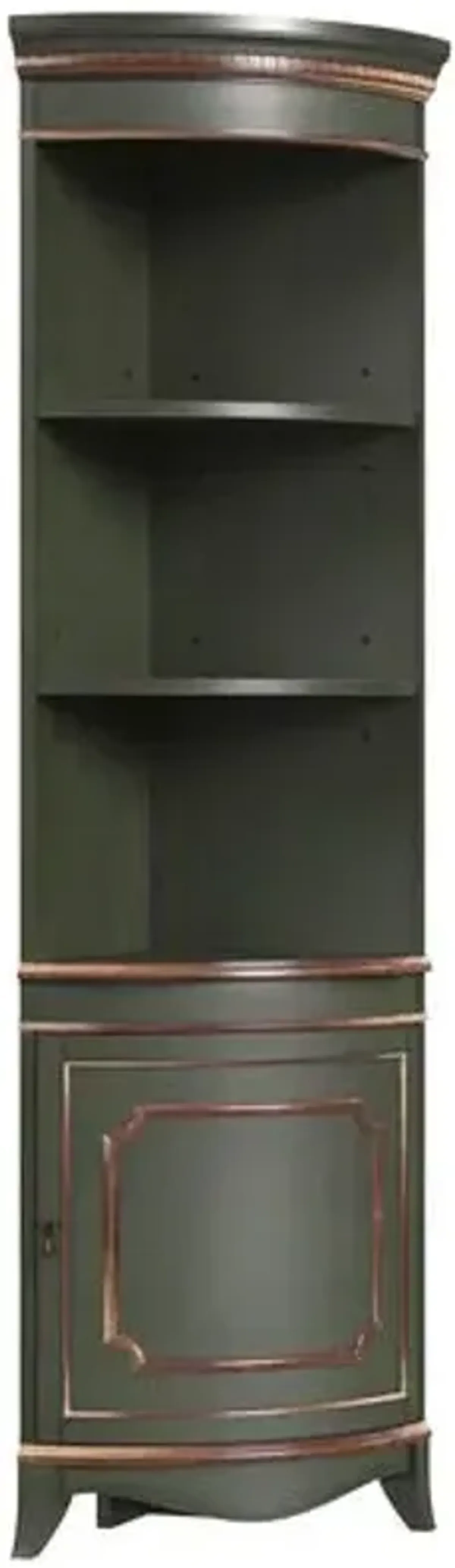 Edith Quarter Round Wood Corner Cabinet - Green