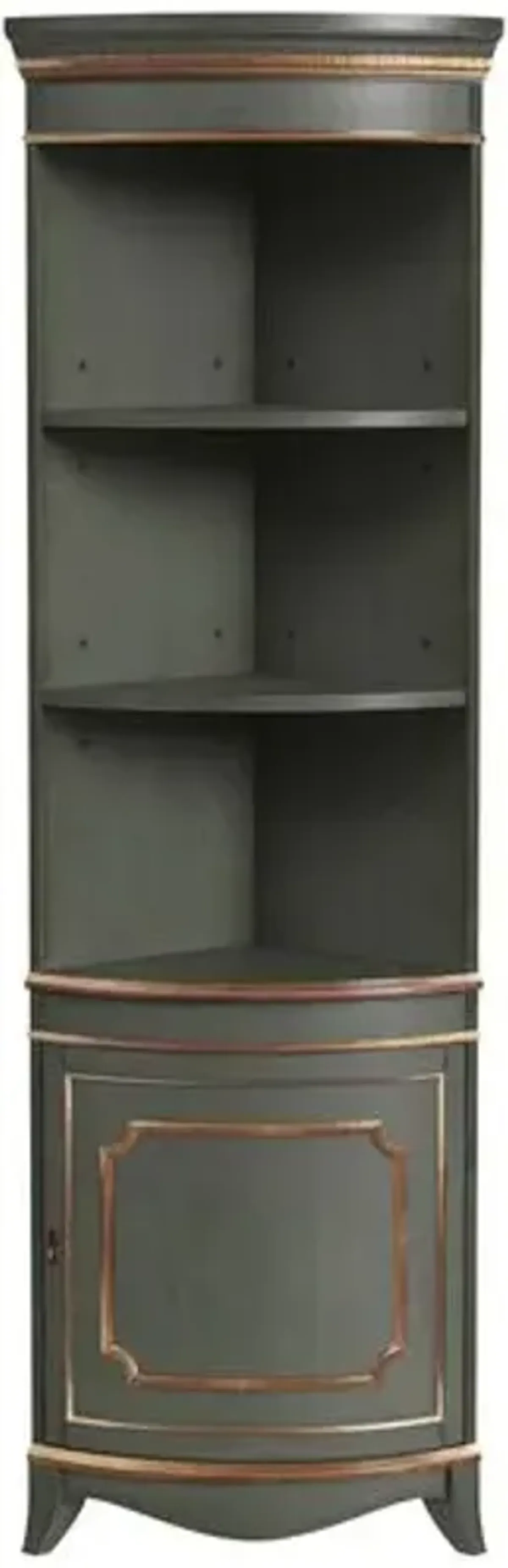 Edith Quarter Round Wood Corner Cabinet - Green