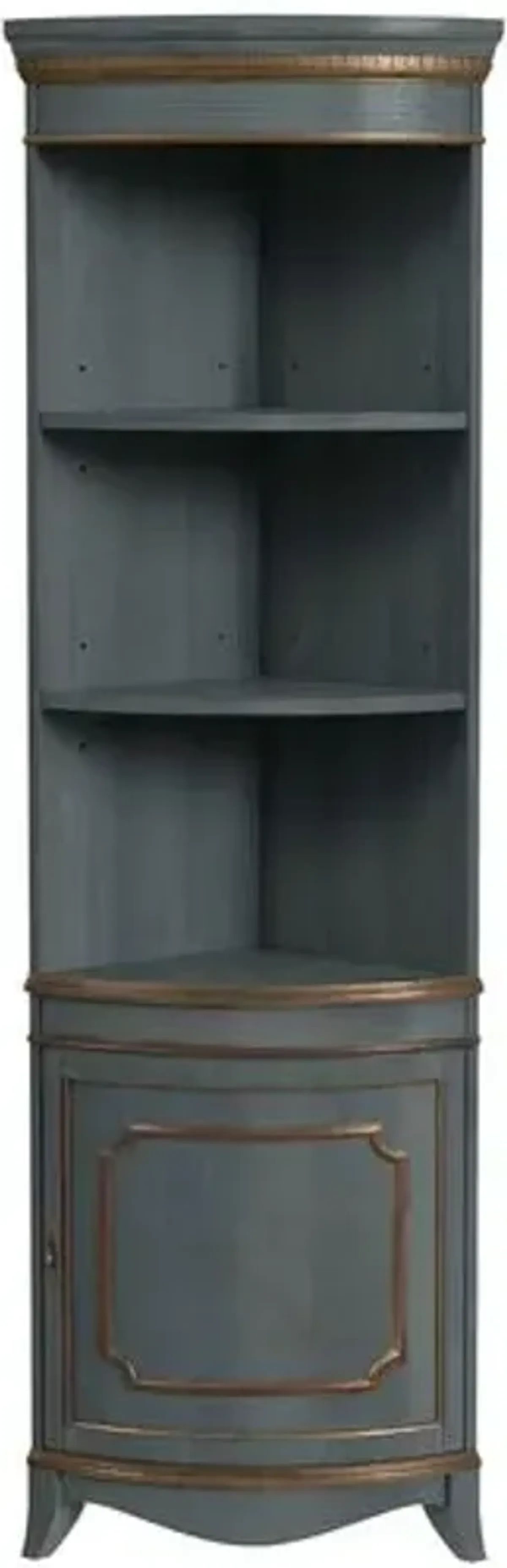 Edith Quarter Round Wood Corner Cabinet - Blue