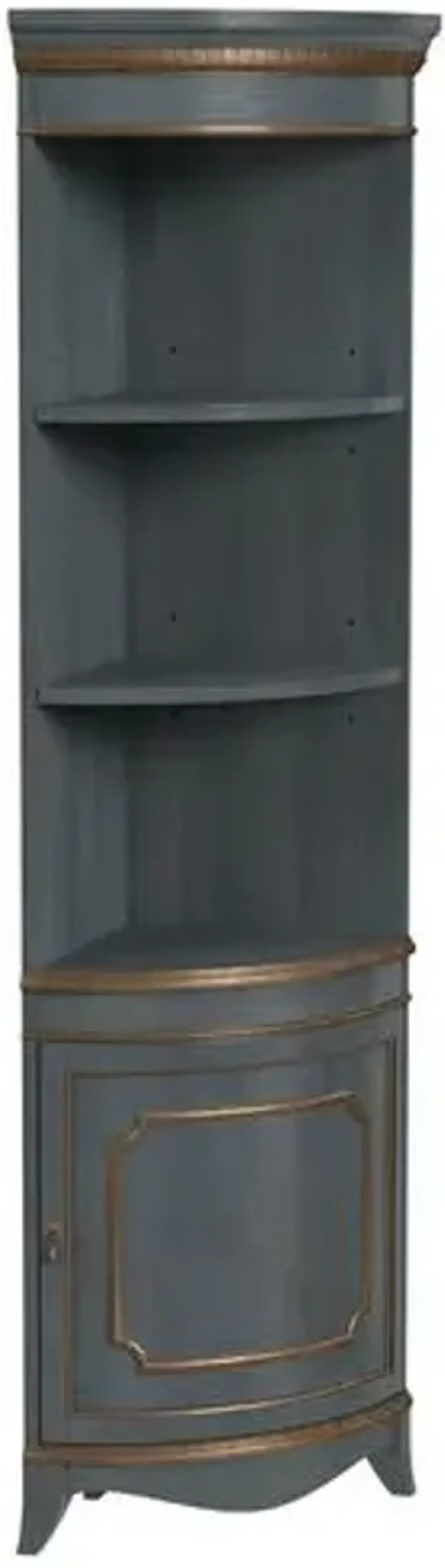 Edith Quarter Round Wood Corner Cabinet - Blue